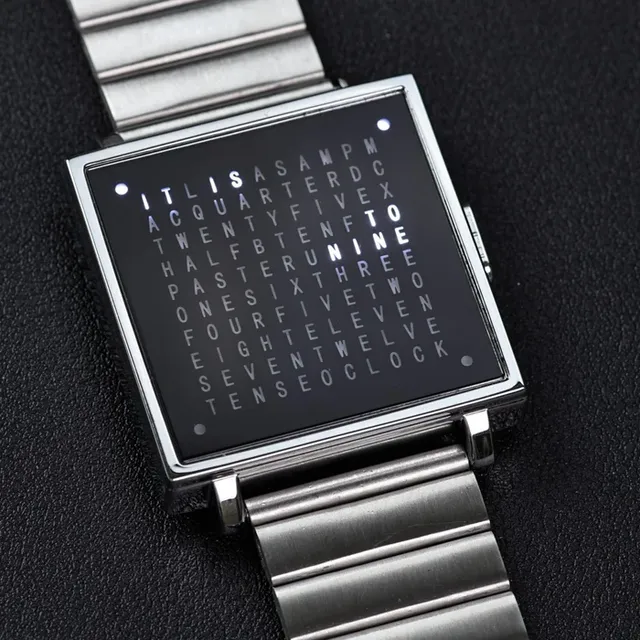 Niche Unique Letter LCD Design Digital Watch 1970s Nostalgic Retro-Futurism Stainless Steel Case Strap Sport Water-Resistant