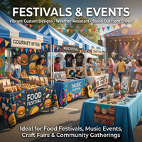Ensemble chemin de table et nappe personnalisés, housses promotionnelles pour présentation de marque pour les boutiques éphémères et les festivals
