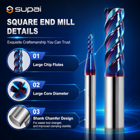 Fraise à queue en carbure monobloc SUPAL haute performance HRC65 70, revêtement Nano-Blue, 4 dents, pour acier trempé
