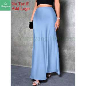 Jupe longue en satin pour femmes, taille haute, solide, sur mesure, robe portefeuille élégante en soie pour femmes - Product Image 3