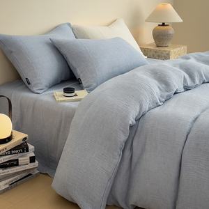 Ensemble de linge de lit de luxe léger, couleur unie, motif à volants, 4 en 1, housse de <span class=keywords><strong>couette</strong></span>, drap plat, taies d'oreiller - Product Image 3