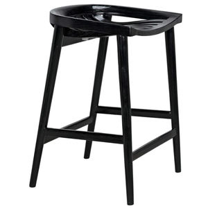 Chaise de bar Ronald en bois noir, durable, haute, pour bar à domicile et salle à manger - Product Image 5