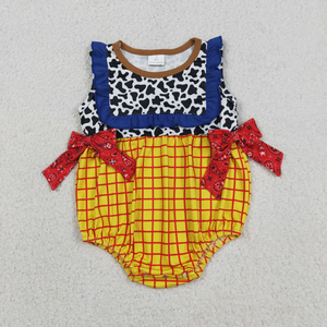Wholesale Newborn Infant Boys Summer Rompers Sleeveless Cow Yellow Plaid Print Cute Baby Boy <b>Bubble</b> Romper Clothes - Product Image 3