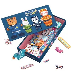 Scatola grande abito magnetico per animali cambio Puzzle educativo per bambini Puzzle per bambini Puzzle in legno