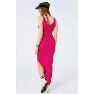 Abito Midaxi in Maglia Morbida a Costine in Fucsia - Product Image 6