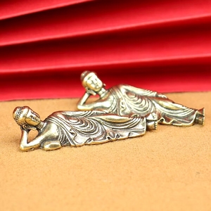 Mini Statue de <span class=keywords><strong>Bouddha</strong></span> Amitabha <span class=keywords><strong>couché</strong></span> rétro doré, 1 pièce, sculpture en cuivre et laiton pur, <span class=keywords><strong>d</strong></span>écoration de maison - Product Image 4