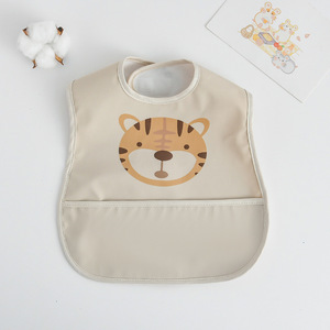 Stampa con testina di animale morbida per bambini con pettorina regolabile con chiusura a scatto impermeabile e confortevole per i mangiatori disordinati per bambini con bavaglino senza maniche - Product Image 2