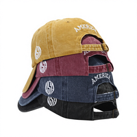 Casquette de baseball en jean brodée drapeau USA, unisexe, ajustable, 6 panneaux, style décontracté en coton pour adulte