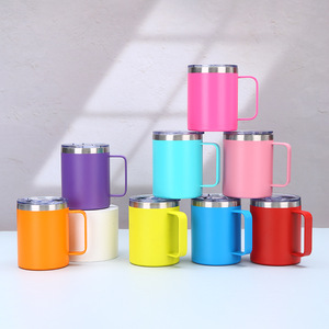 High Quality Colorful 12 OZ 18/8 Stainless Steel Double Wall Insulated Leak-Proof Coffee Travel Mug Handle Lid 6-12 Hours - Product Image 1