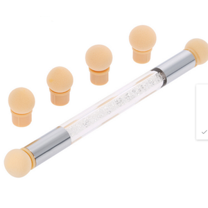 Double Ended Gradient Brush Pen Shading Sponge Head Rhinestone Handle DIY Ombre Blending Salon Manicure Nail Sponge Brush - Product Image 1