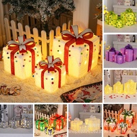 Coffret cadeau de Noël transfrontalier, ensemble de trois pièces, guirlandes lumineuses LED en forme de fleur, lumières décoratives colorées à piles, PVC