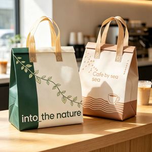 Sac isotherme pour la livraison de nourriture avec logo imprimé personnalisé, fond carré, emballage en plastique de qualité alimentaire pour aliments et boissons - Product Image 1