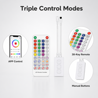 Contrôleur LED à pixels adressables SP611E Bluetooth avec application musicale pour bandes LED WS2812B WS2811 SK6812 RGB IC, 5-24V DC, 600 pixels, télécommande IR