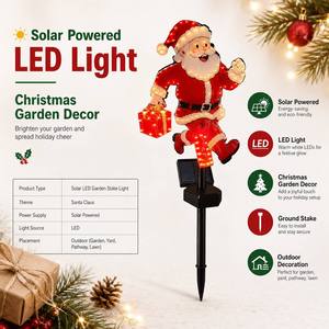 WINNER <b>Solar</b> Powered Christmas <b>Santa</b> Claus LED <b>Light</b> Indoor Garden Decoration Warm White 2700K IP20 Waterproof AC 85-265V 5m - Product Image 4