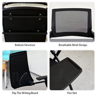 Chaises de formation pliantes modernes et durables en plastique pour étudiants, avec tablette d'écriture intégrée, pour salles de classe et réunions, entièrement en maille, pour bureaux - Vente en gros