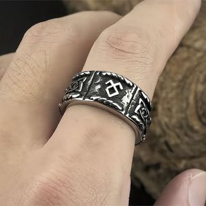 Men's <b>Titanium</b> Steel <b>Ring</b> Viking Lettering Geometric Design Hip Hop Style Everyday Wear - Product Image 4