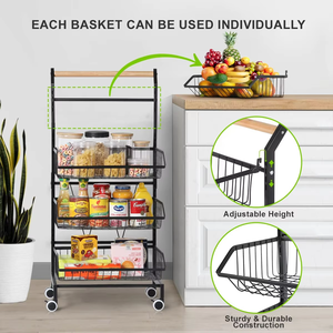 סלסלת פירות למטבח אחסון פירות וירקות סל חביות סל ירקות לפחי בצל ותפוח אדמה - Product Image 4