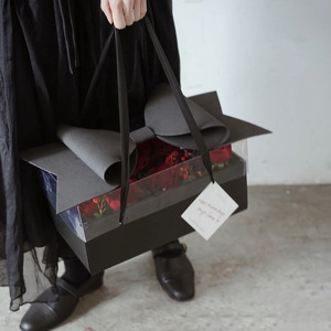 Hộp bánh hoa ngày Valentine với nơ đỏ, giấy gói trái cây PVC trong suốt, giấy gói quà ép nổi dành cho bánh và quà tặng - Product Image 3