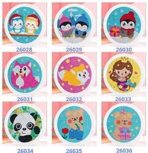 Kit de Pintura de Diamantes DIY para Niños, Mini Cuadro con Marco Redondo, Diseño de Animales Divertidos, Regalo de Navidad - Product Image 4