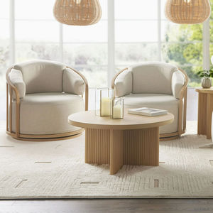 Mesa de almacenamiento redonda de madera, simple y elegante, adecuada para la decoración de la sala de estar del hogar, mesa de centro baja para el suelo. - Product Image 1