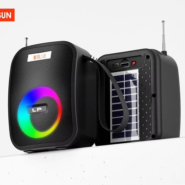 LP V116 SUN 10W Portable Solar Bluetooth Speaker with RGB Light, FM Radio, TF/USB Support, Wireless Outdoor Speaker