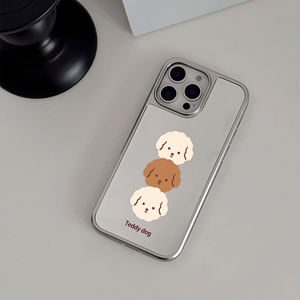 Casing Ponsel Cermin Anjing Teddy Lucu, Pelindung Anti Benturan untuk IPhone13 14 15 16 17 Promax - Product Image 5
