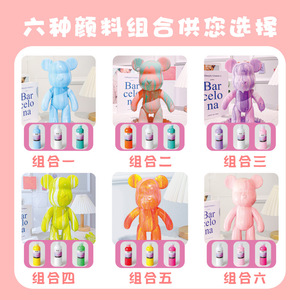 BOMEIJIA grosir DIY cairan beruang putih embrio Enamel boneka Set tangan beruang kekerasan kotak kreatif berlian Dot grafiti kanvas kaca - Product Image 3