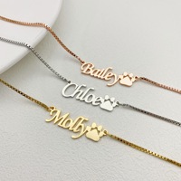 Collier personnalisé avec le nom de votre animal de compagnie, en acier inoxydable, chaîne en or rose, pendentif avec empreinte de patte de chien, bijoux commémoratifs pour animaux de compagnie