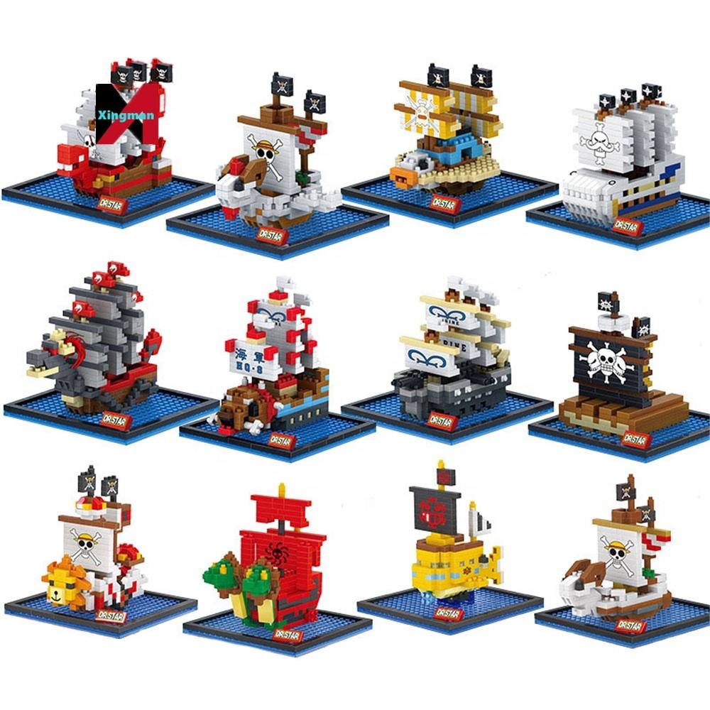 Cartoon Thousand Sunny Bricks Toys Mini Model Doll Pirate Ship One Anime  Pieced Building Blocks Toy