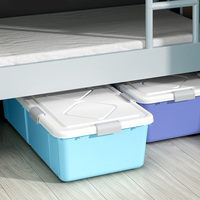 Contenedores de Almacenamiento Debajo de la Cama con Ruedas, Contenedor de Almacenamiento Plano Transparente Apilable