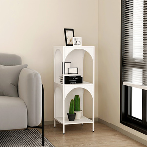 Estantería Metálica Abierta, Librería <span class=keywords><strong>Pequeña</strong></span>, Mueble de 4 Niveles, Estante de Almacenamiento Esquinero, Estantería Cúbica <span class=keywords><strong>Blanca</strong></span> y Negra - Product Image 2