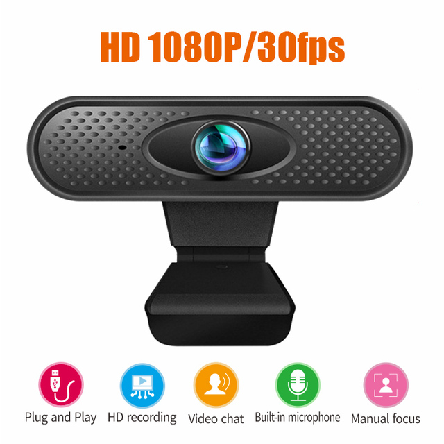 Stream Webcam Wide Angle Web Cam with Mic Gaming 1080P FHD 30fps 60fps PC Usb Stock HD Glass Lens Cameras Para Pc CMOS 1.2 M