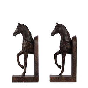 Fermalibri a forma di cavallo da trotto (S/2) 5x4x10.5 pollici, finitura bronzo, accessorio decorativo per casa e ufficio - Product Image 4