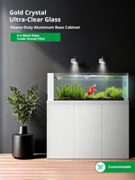 Custom-MadeGold Crystal Cinq lignes Ultra-Clear Fish Tank Salon Table Rectangulaire Stream Tank Ecologique Planté Aquarium