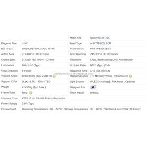 Nouveau module LCD industriel SVGA d'origine de 10.4 pouces, 800x600, pour équipement automobile, médical et industriel, NL8060BC26-35C - Product Image 3