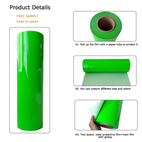 Vinyle thermocollant personnalisé en PU vert néon Flex, HTV à basse température pour vêtements, papier et film thermocollants