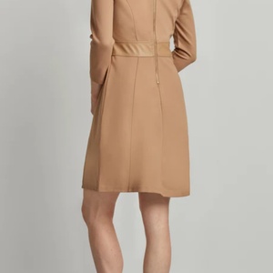 Robe décontractée en jean à col mandarin, lavable, antistatique, avec ceinture en dentelle florale, taille naturelle, manches longues et silhouette plissée, écologique - Product Image 2