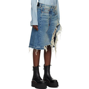 Minifalda de mezclilla lavada azul estilo YK2 Faldas de mezclilla para mujer que no se estiran y desgastan - Product Image 4