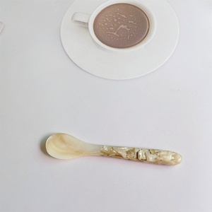 16cm Mango floral Postre Snack Tenedor Cuchara de concha de almeja de perla de alta calidad Vajilla <span class=keywords><strong>fina</strong></span> desechable - Product Image 6