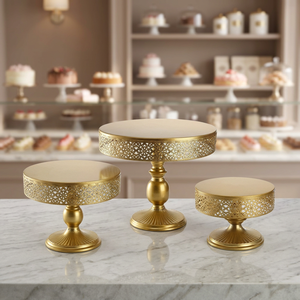 Soporte de Lujo Dorado Metálico para Tartas con Asa, Bandeja de Exhibición de Postres, Plato de Hierro para Cupcakes, Decoración para Bodas, Venta al por Mayor a Granel - Product Image 5