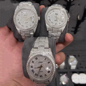 Montres de luxe personnalisées Hip Hop entièrement serties de diamants Moissanite VVS, réserve de marche, cadran de plongée avec aiguille - Product Image 4