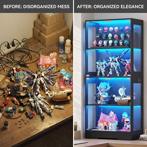 Meuble de salon de luxe en verre pour la vente en gros, avec éclairage LED et vitrine pour figurines de grande taille - Product Image 3