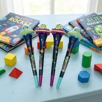 Stylo bille rotatif créatif en forme de vaisseau spatial, directement du fabricant, cadeaux en gros