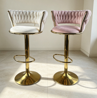 Tabouret de bar pivotant moderne en velours de style nordique, chaise réglable en hauteur avec repose-pieds pour comptoir de cuisine ou bar