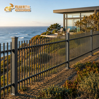 Clôture décorative en aluminium à lames, avec pointes de sécurité soudées, revêtement noir, anti-escalade, pour jardin et allée