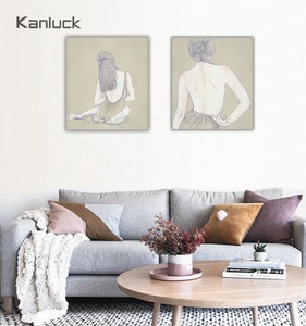Conjunto de 2 Cuadros Modernos Abstractos con Impresión de Desnudos, Colores Vivos, Resistentes al Agua, con Marco - Product Image 2