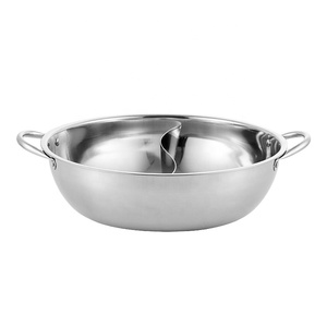 Nồi Lẩu Kim Loại 2 Ngăn Cảm Ứng Phong Cách Trung Quốc Shabu Nồi Nấu Ăn Bằng Thép Không Gỉ Có Bộ Chia - Product Image 1