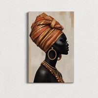 Peinture sur toile abstraite personnalisée de femme africaine, peinte à la main, décoration murale ethnique de luxe, impressions sur toile Giclée pour la décoration intérieure