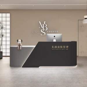 مكتب استقبال خشبي حديث مع إضاءة ليد لصالونات التجميل مكاتب طب الأسنان واستوديوهات الرقص وشركات الفنادق والمدارس - Product Image 3