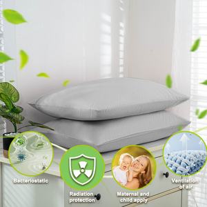 Taie d'oreiller rectangulaire personnalisée en fibre d'argent tricotée avec fermeture éclair et broderie, pour une utilisation à la maison, à l'hôpital, à l'hôtel, pour un sommeil réparateur - Product Image 5